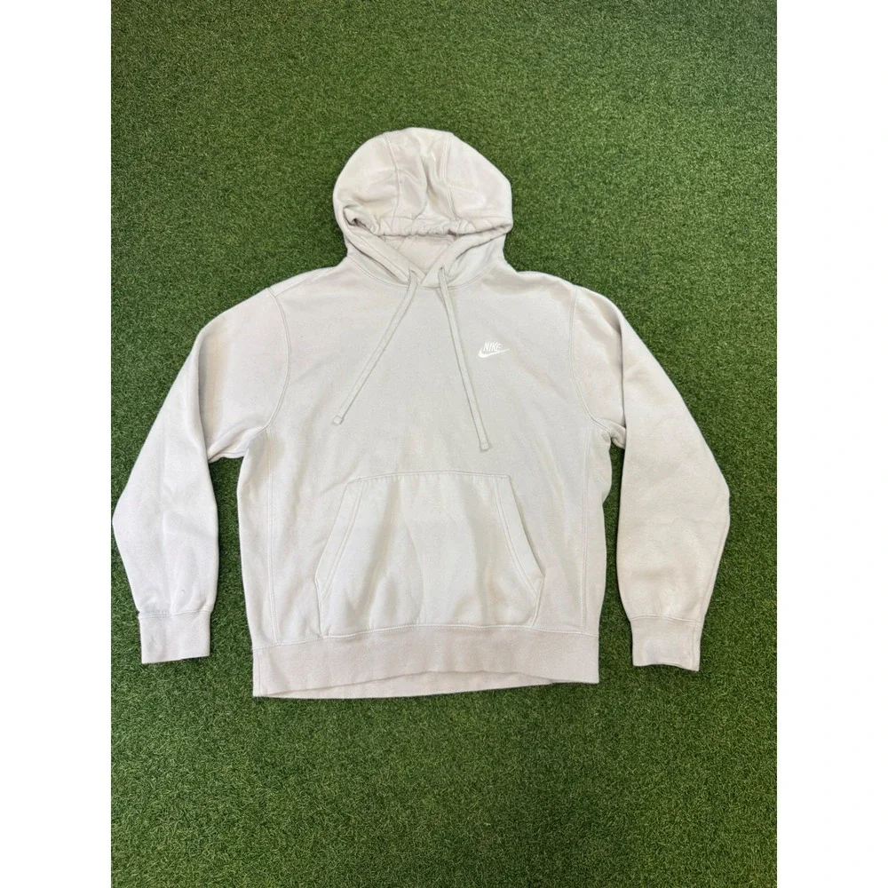Nike Mens Sportswear Club Fleece Hoodie Beige Oatmeal Pullover Medium BV2654